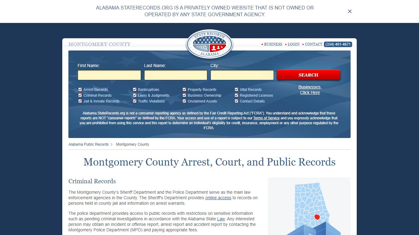 Montgomery County Arrest, Court, and Public Records